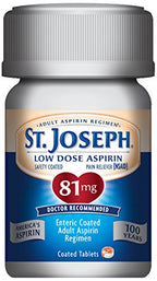 St Joseph safety coated aspirin bottle top showing the secure seal