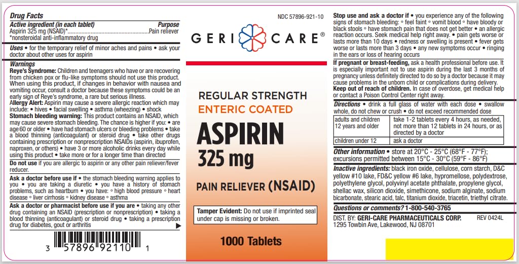 GeriCare 1000 count aspirin bottle for long term headache and muscle pain management