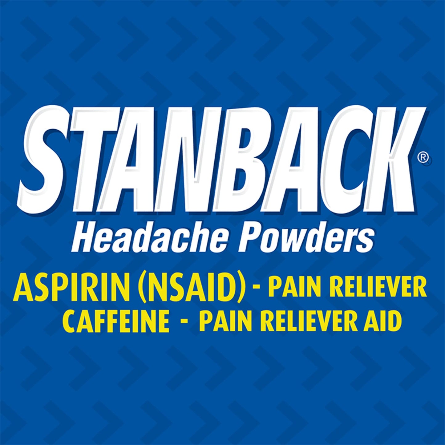 Stanback individual powder packets displayed outside the packaging
