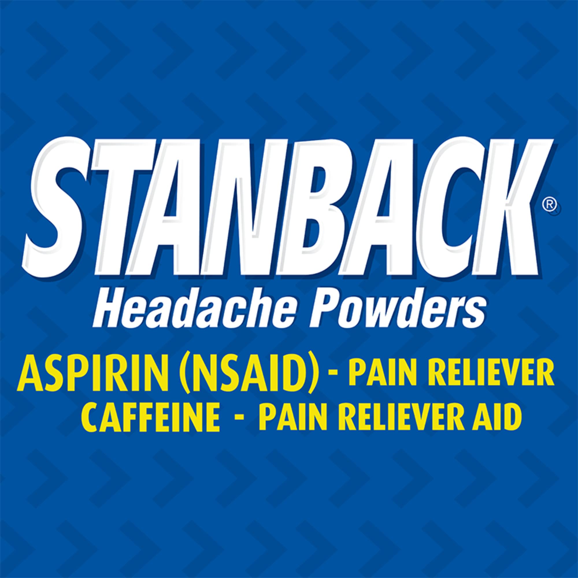 Stanback individual powder packets displayed outside the packaging