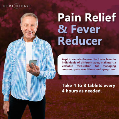 Imported GeriCare adult low dose aspirin tablets bottle for cardiovascular support