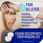 Bufferin regular strength pain reliever bottle side view detailing the triple buffering ingredients
