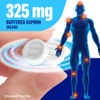 Bufferin 325 milligram stomach friendly pain relief tablets clear container display