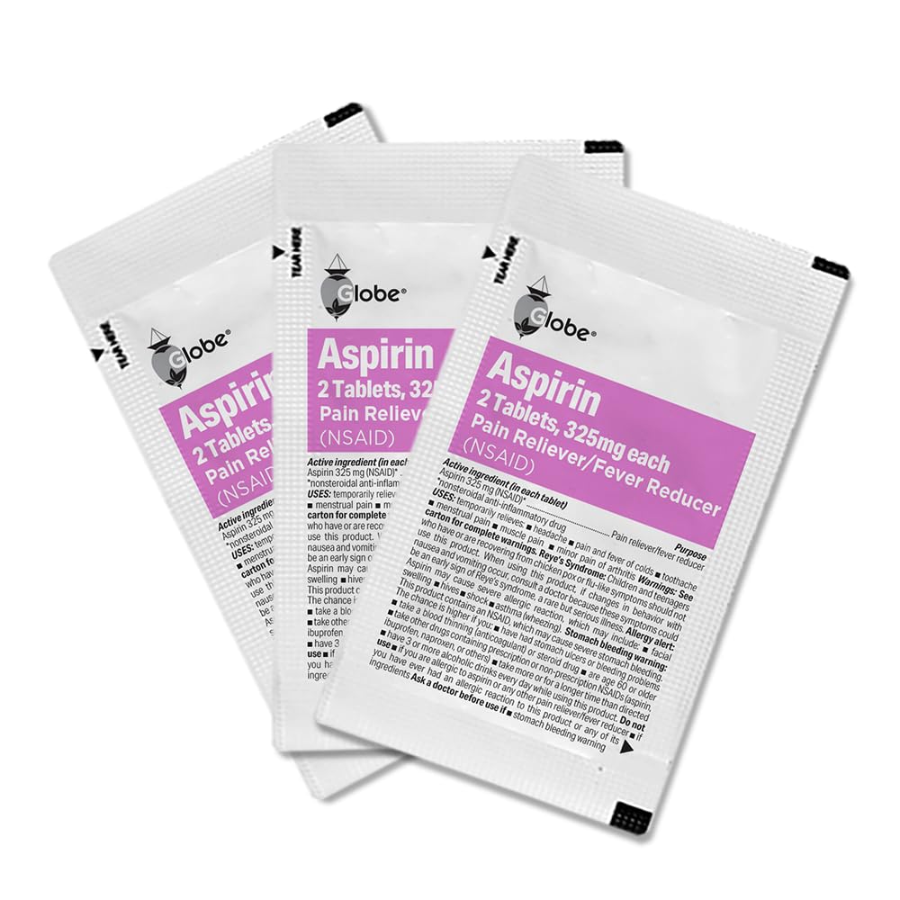 Globe regular strength five grain aspirin packets for first aid kits