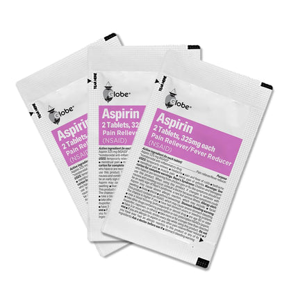 Globe regular strength five grain aspirin packets for first aid kits