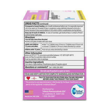 Globe acetylsalicylic acid 325mg daily pain management packets display