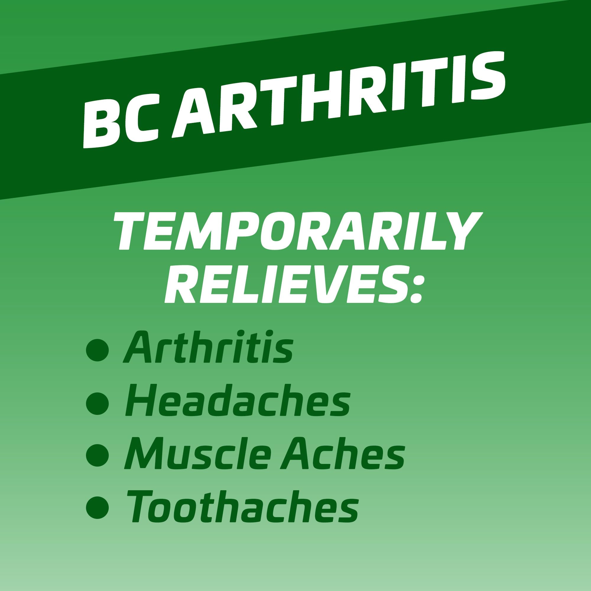 Back packaging of BC Arthritis Dissolve Packets showing supplement facts and ingredients