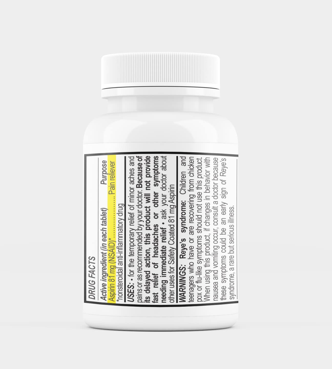 MedPlus enteric coated low strength aspirin tablets packaging detailing active ingredients