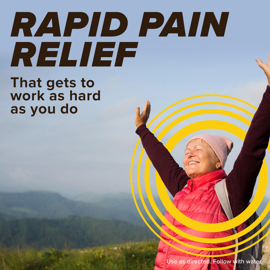 Close up of the raspberry flavor icon on the Bayer Rapid Relief packaging for adult pain relief