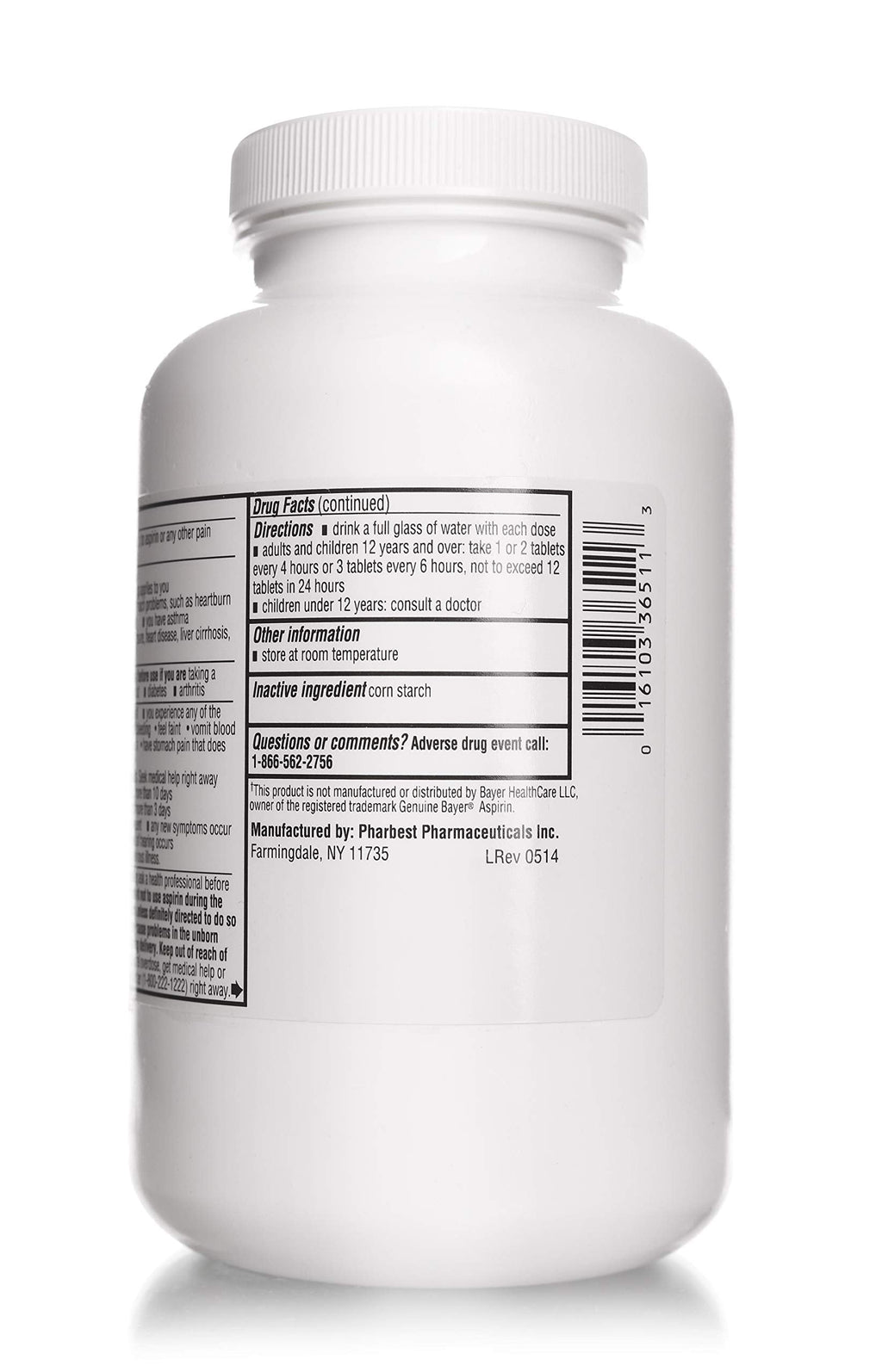 Imported USA over the counter aspirin bottle for fever reduction