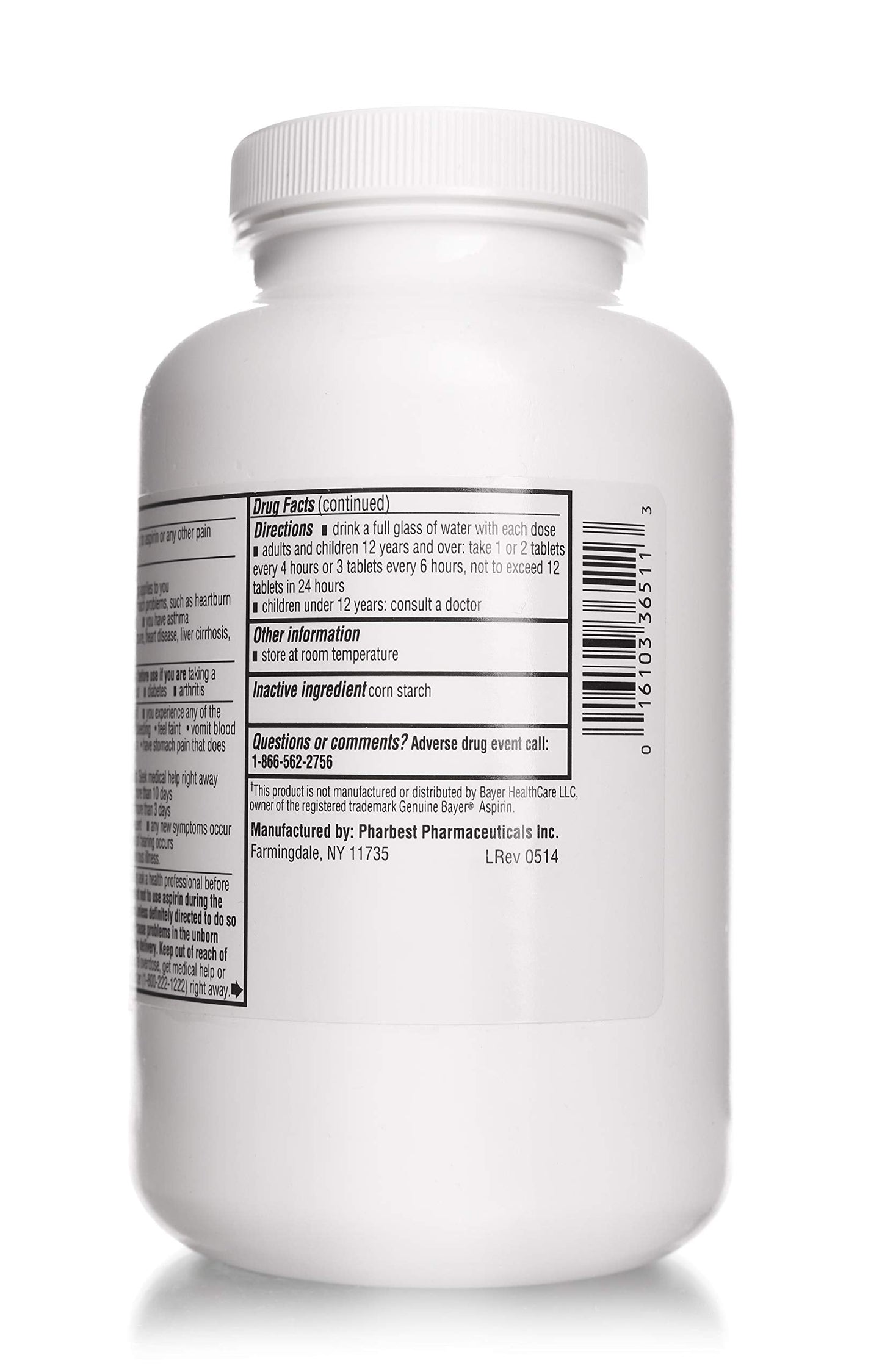 Imported USA over the counter aspirin bottle for fever reduction