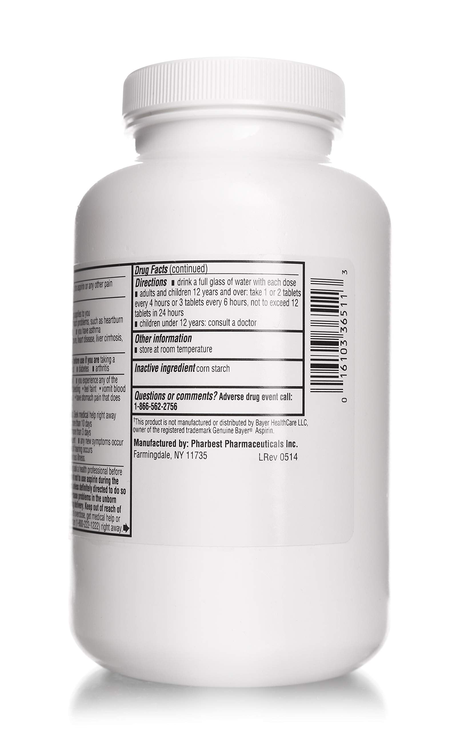 Imported USA over the counter aspirin bottle for fever reduction