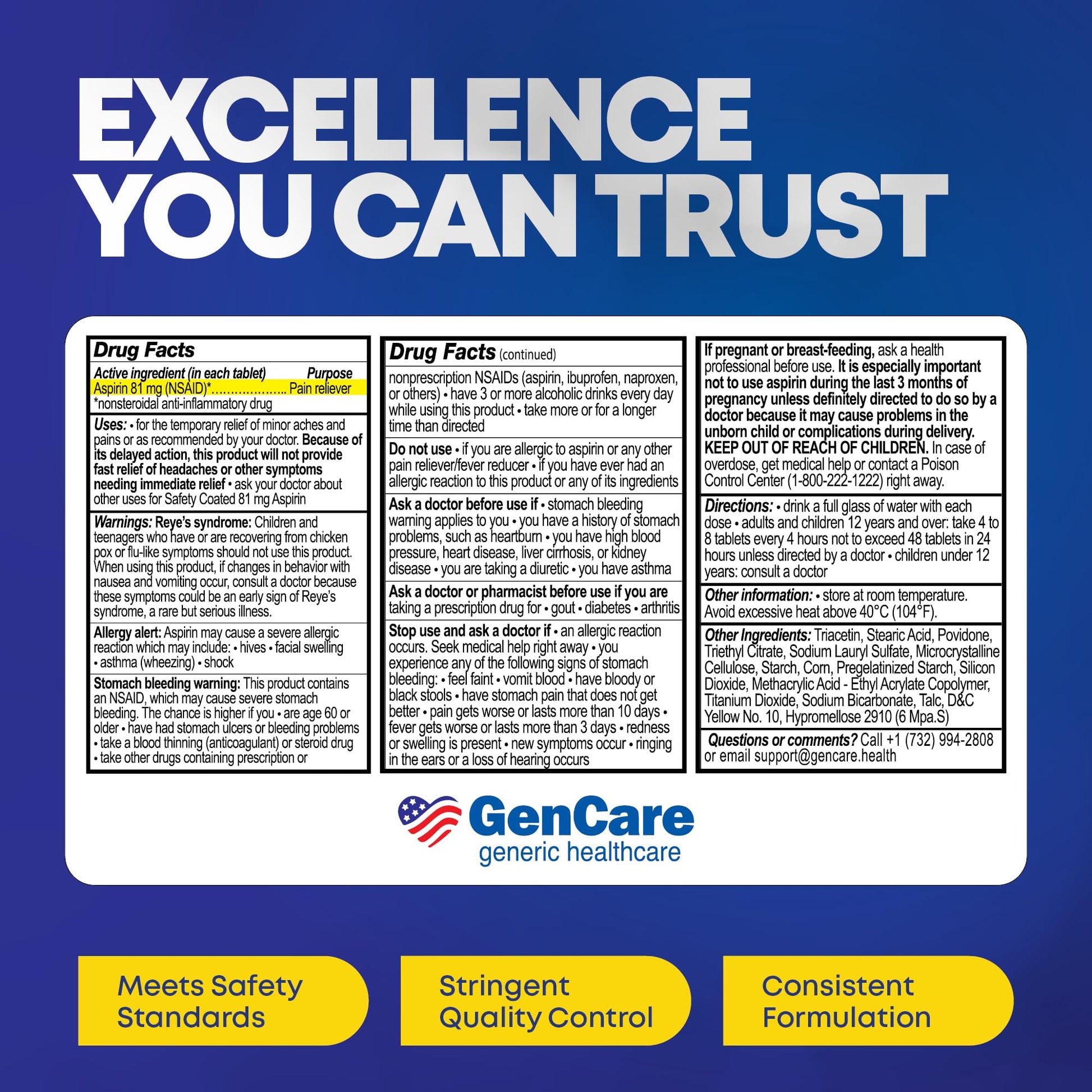 GenCare 500 tablets bulk packaging safety sealed bottle for daily wellness routine.