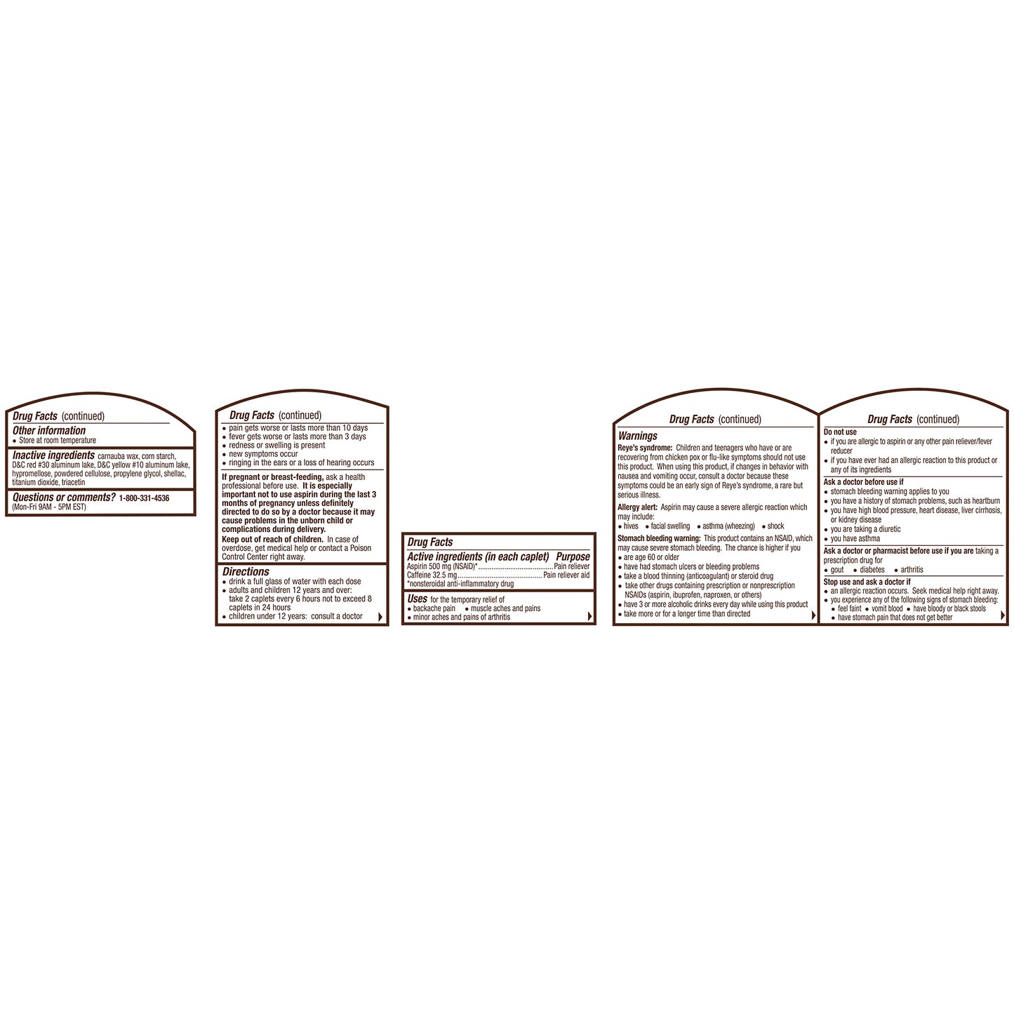 Bayer Back and Body fast acting extra strength formula two hundred count pill bottle side panel