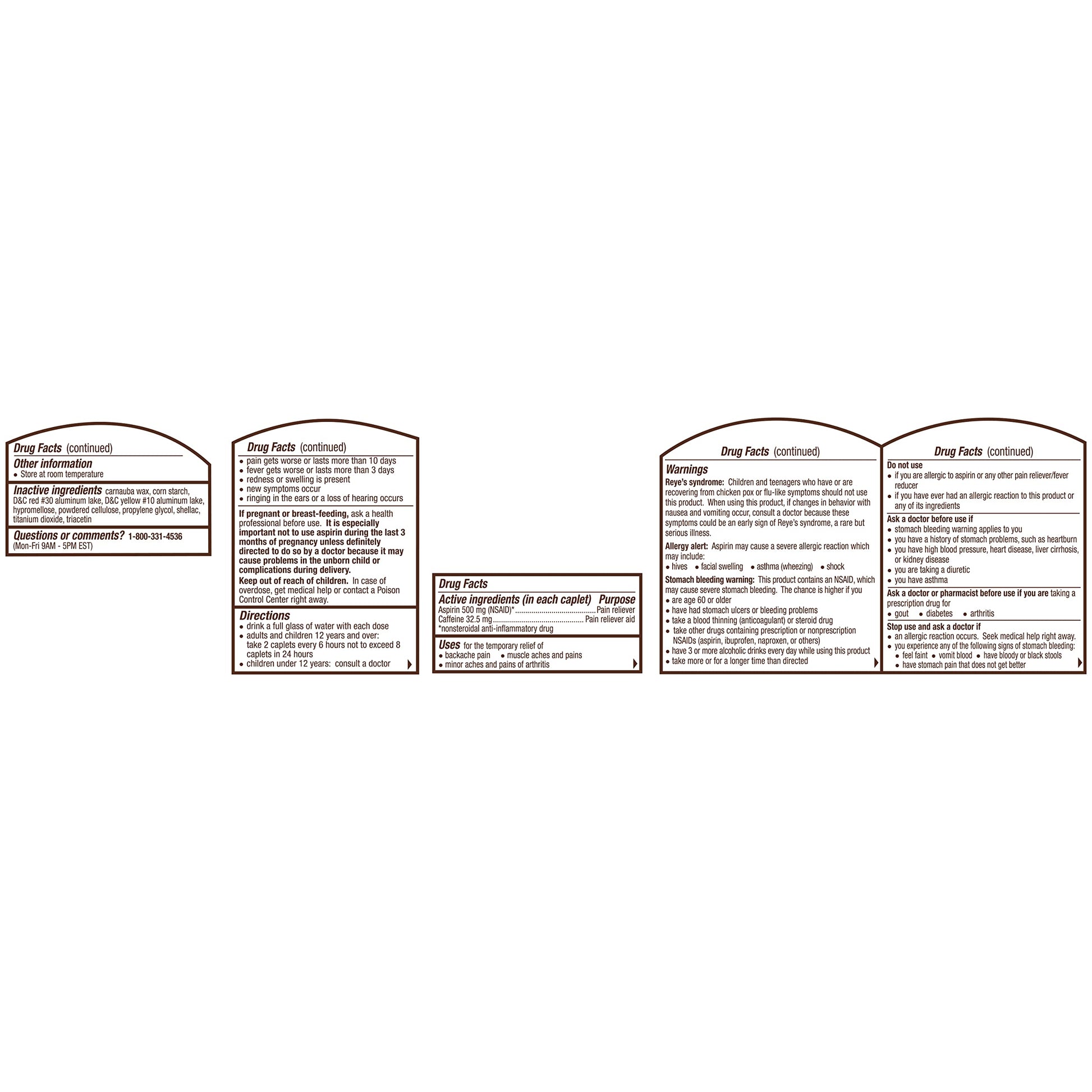 Bayer Back and Body fast acting extra strength formula two hundred count pill bottle side panel