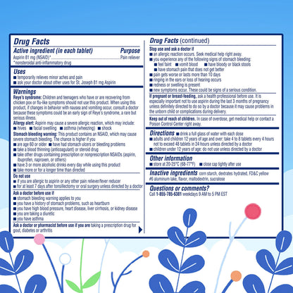 St. Joseph aspirin three hundred sixty-five count value pack storage details