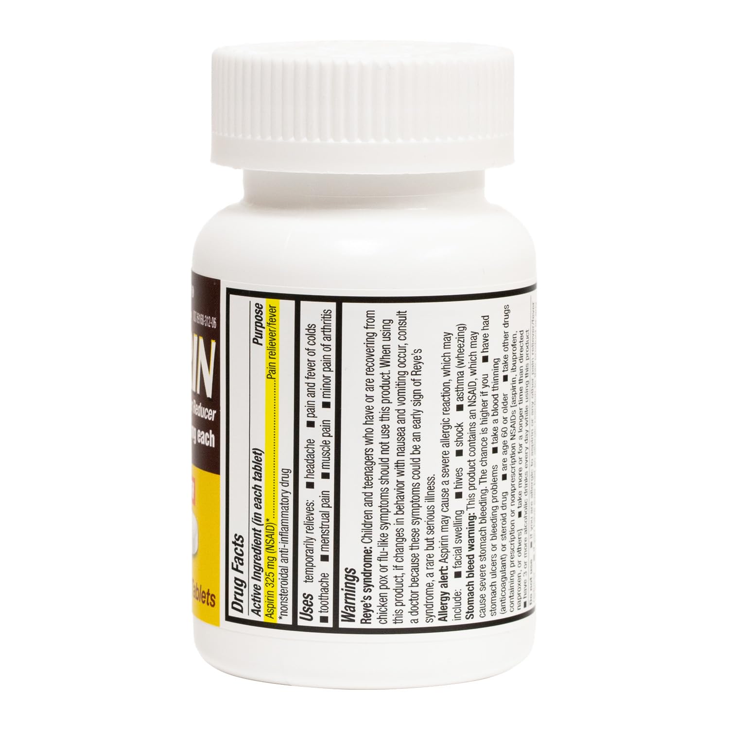 HealthA2Z uncoated aspirin tablets original strength drug facts label