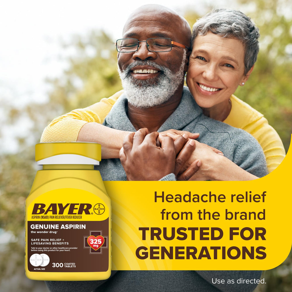 Bayer 325 milligram over the counter pain relief bottle top angle