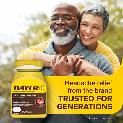 Bayer 325 milligram over the counter pain relief bottle top angle