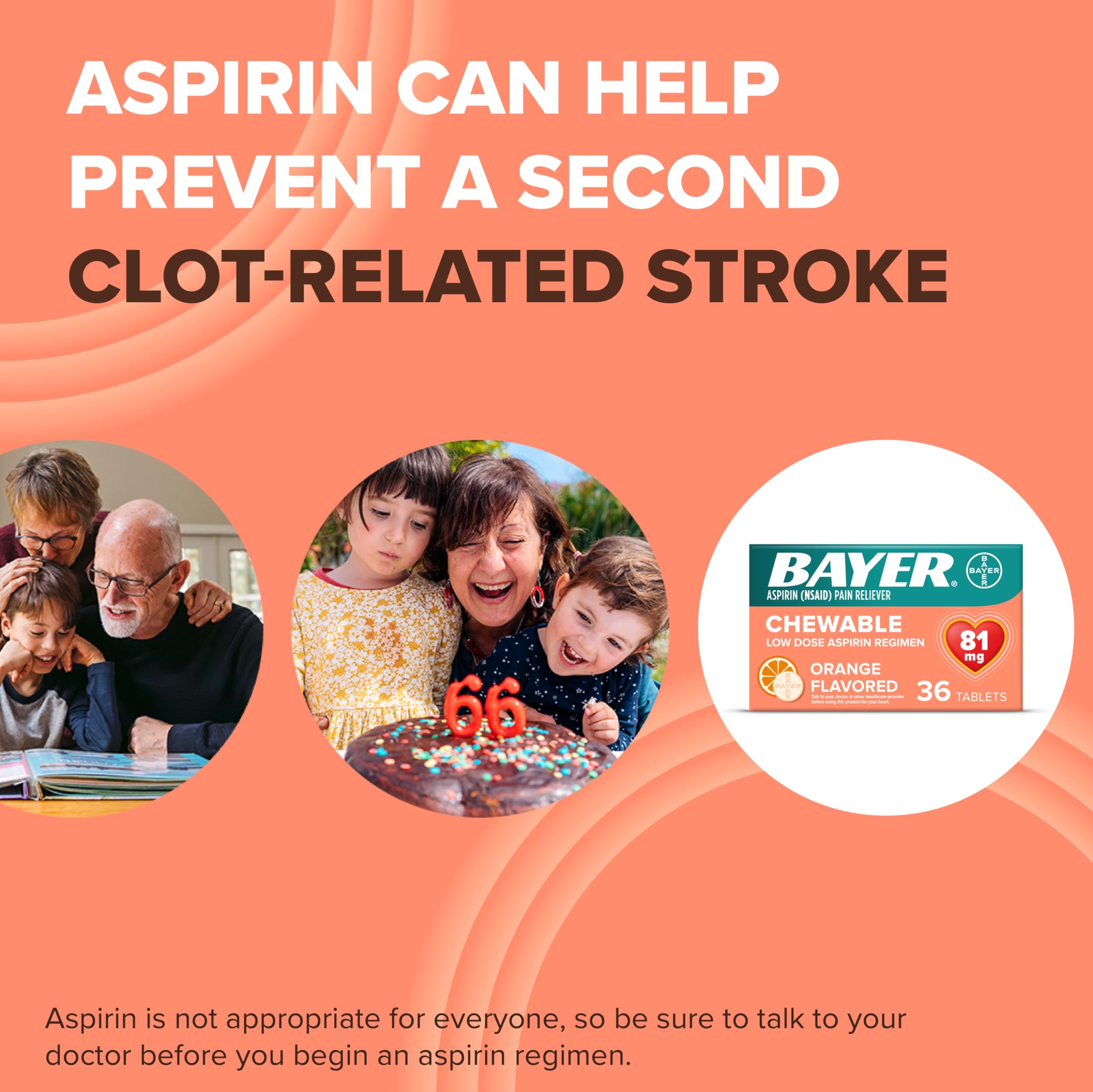 Authentic imported Bayer low dose aspirin pain reliever bottles