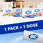 Side view of BC Original fast acting pain reliever packaging with barcode