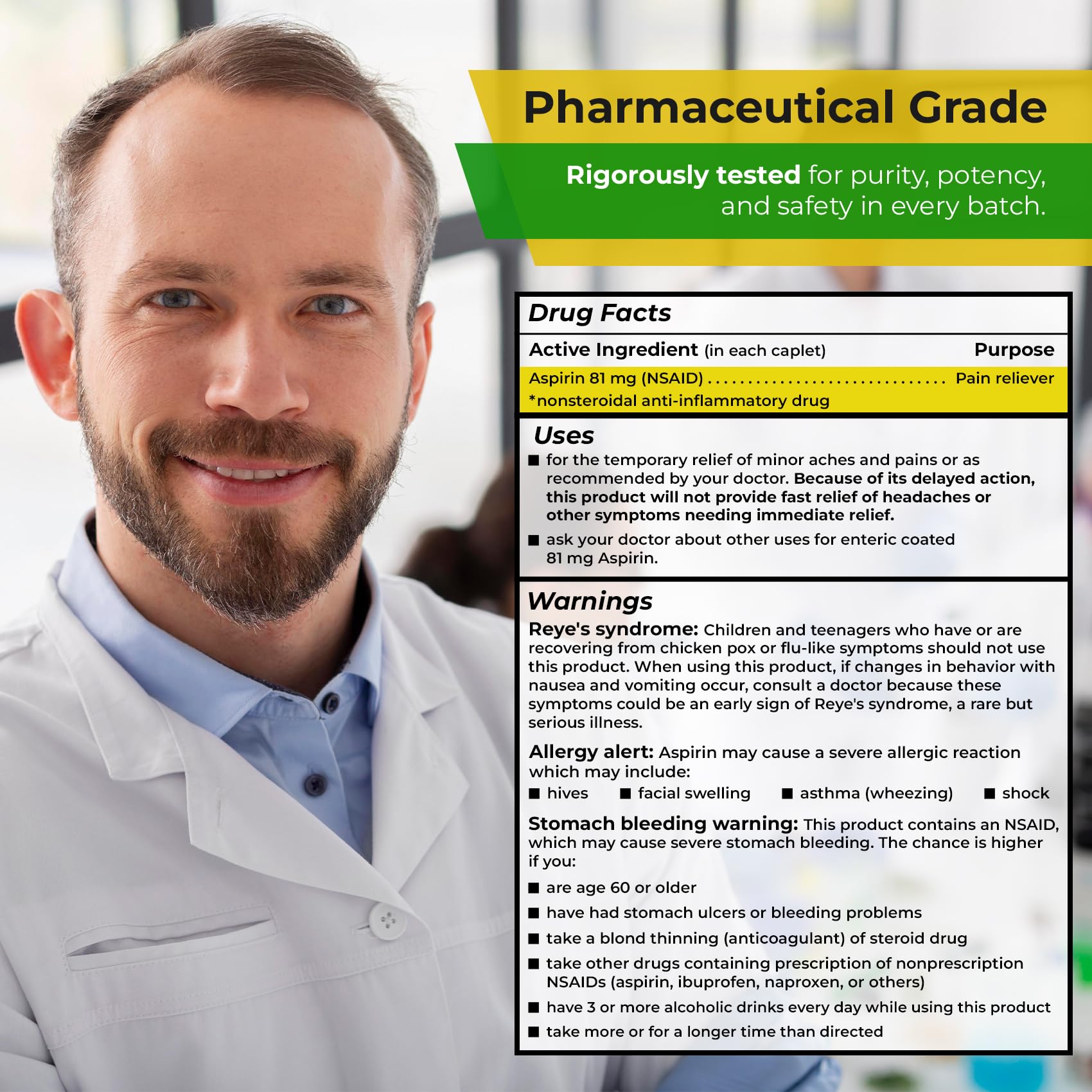 USA sourced TIME-CAP LABS daily low dose aspirin medication bottle for Indian consumers