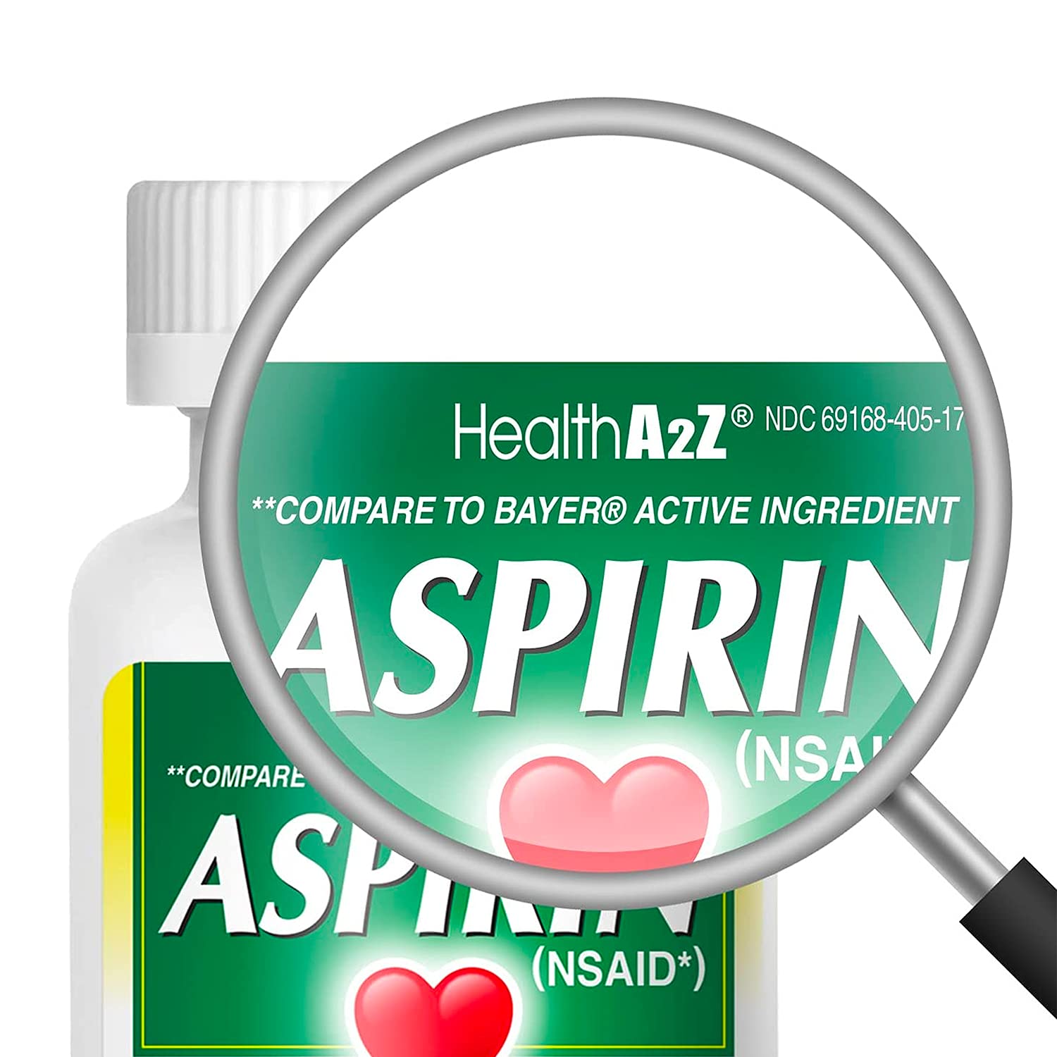 HealthA2Z low strength aspirin enteric coated tablets packaging label details