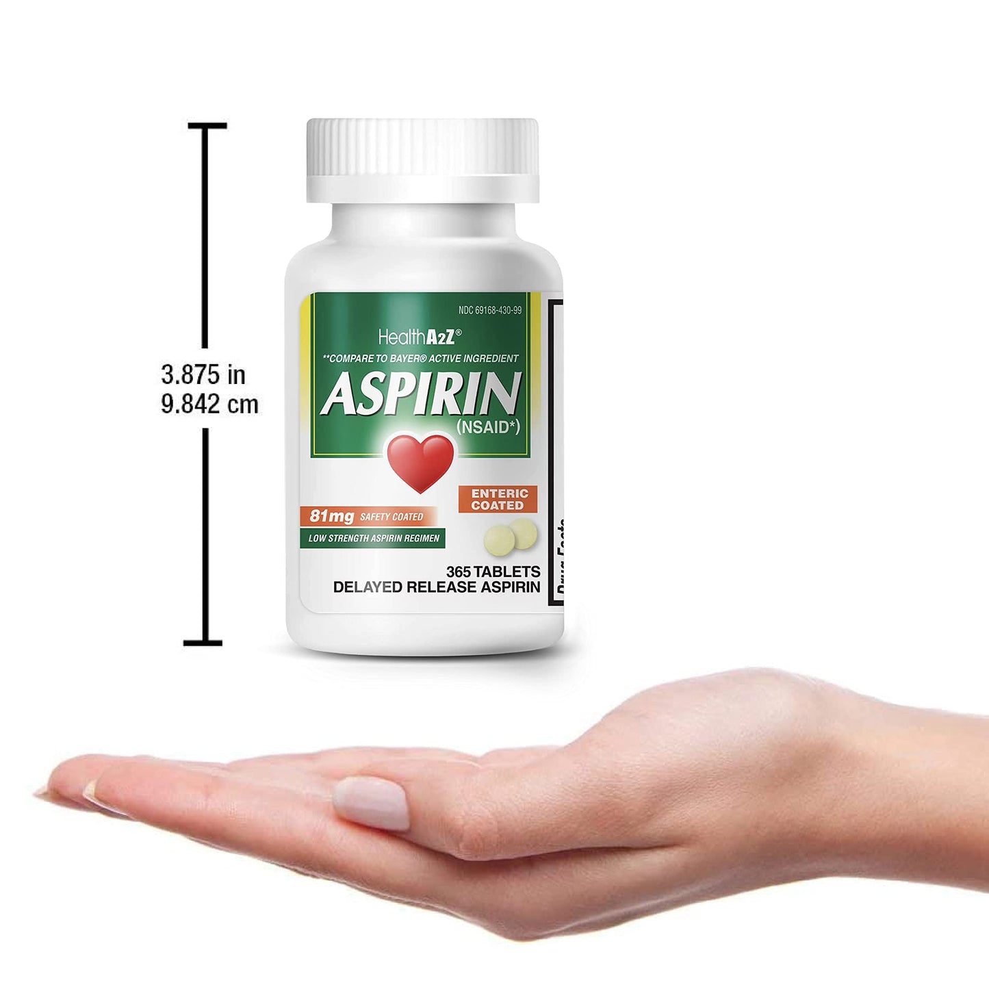 HealthA2Z aspirin 81 milligram 365 tablets full family supply bottle