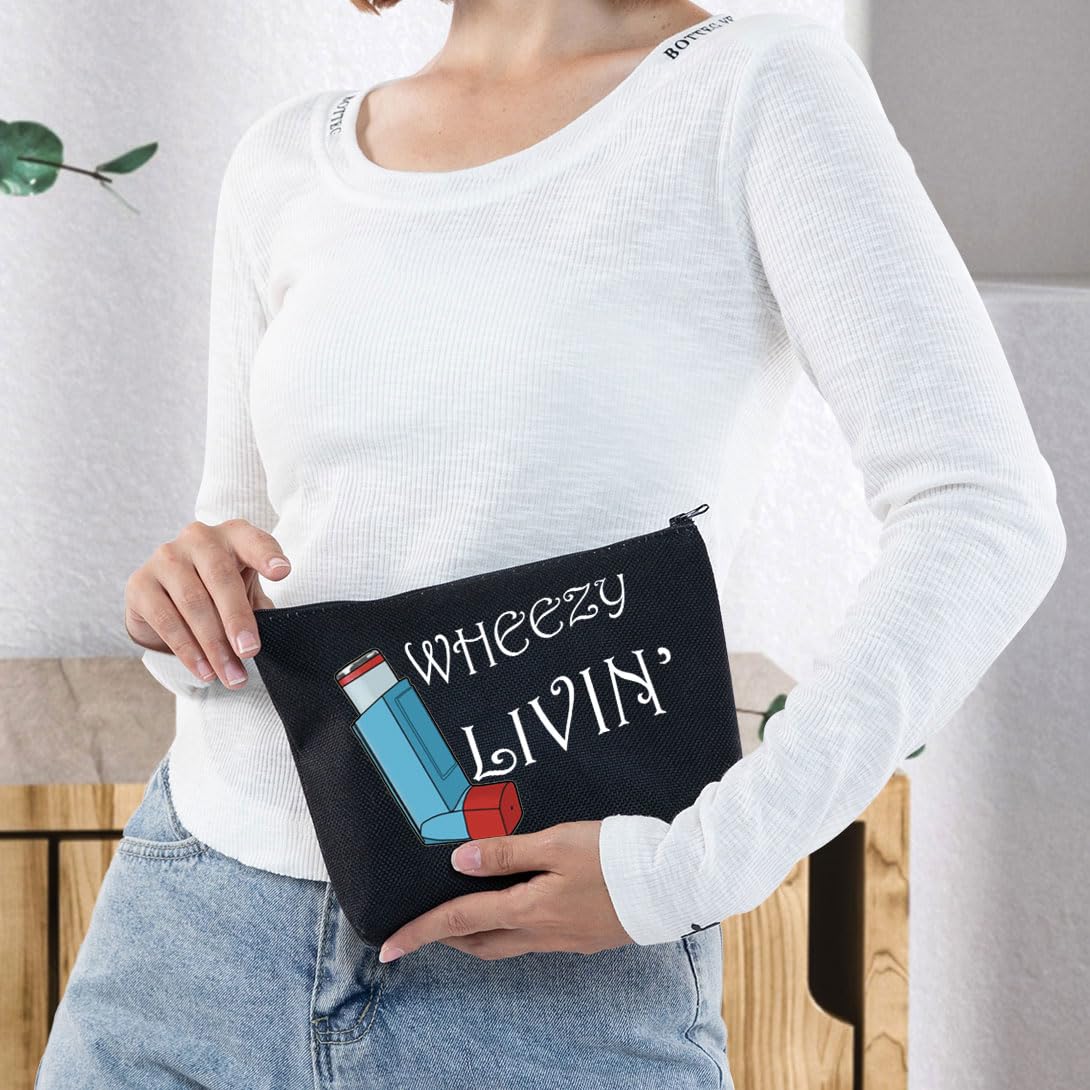 G2TUP travel medicine storage pouch packed with a standard medical inhaler and spacer device.