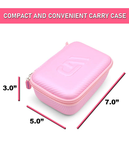 CASEMATIX pink asthma inhaler pouch opened with spacer and face mask inside