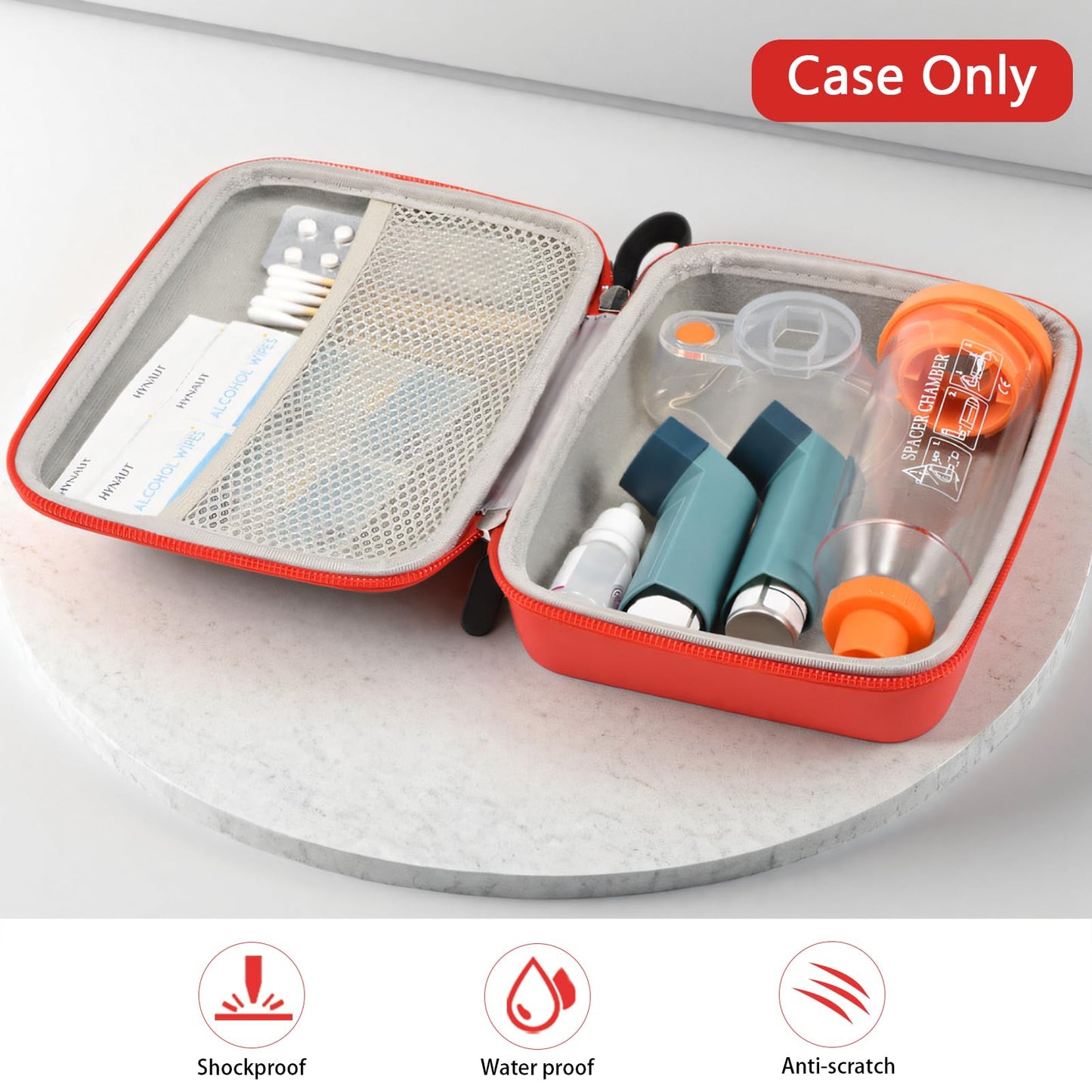 Klawdsky travel inhaler holder packed with spacer mask and emergency medicine packs