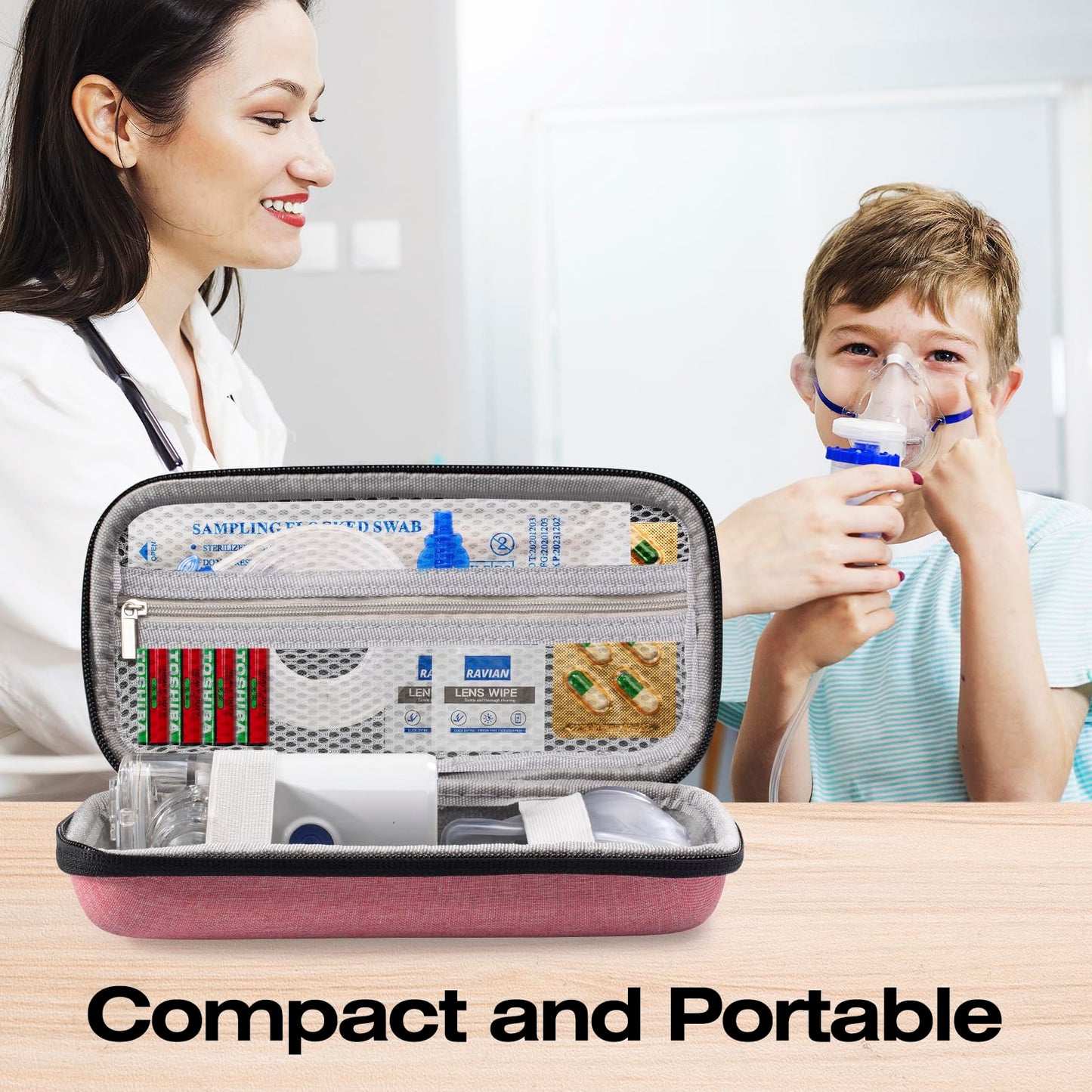 Sijidou medical supplies organizer showing open compartment with mesh pockets.