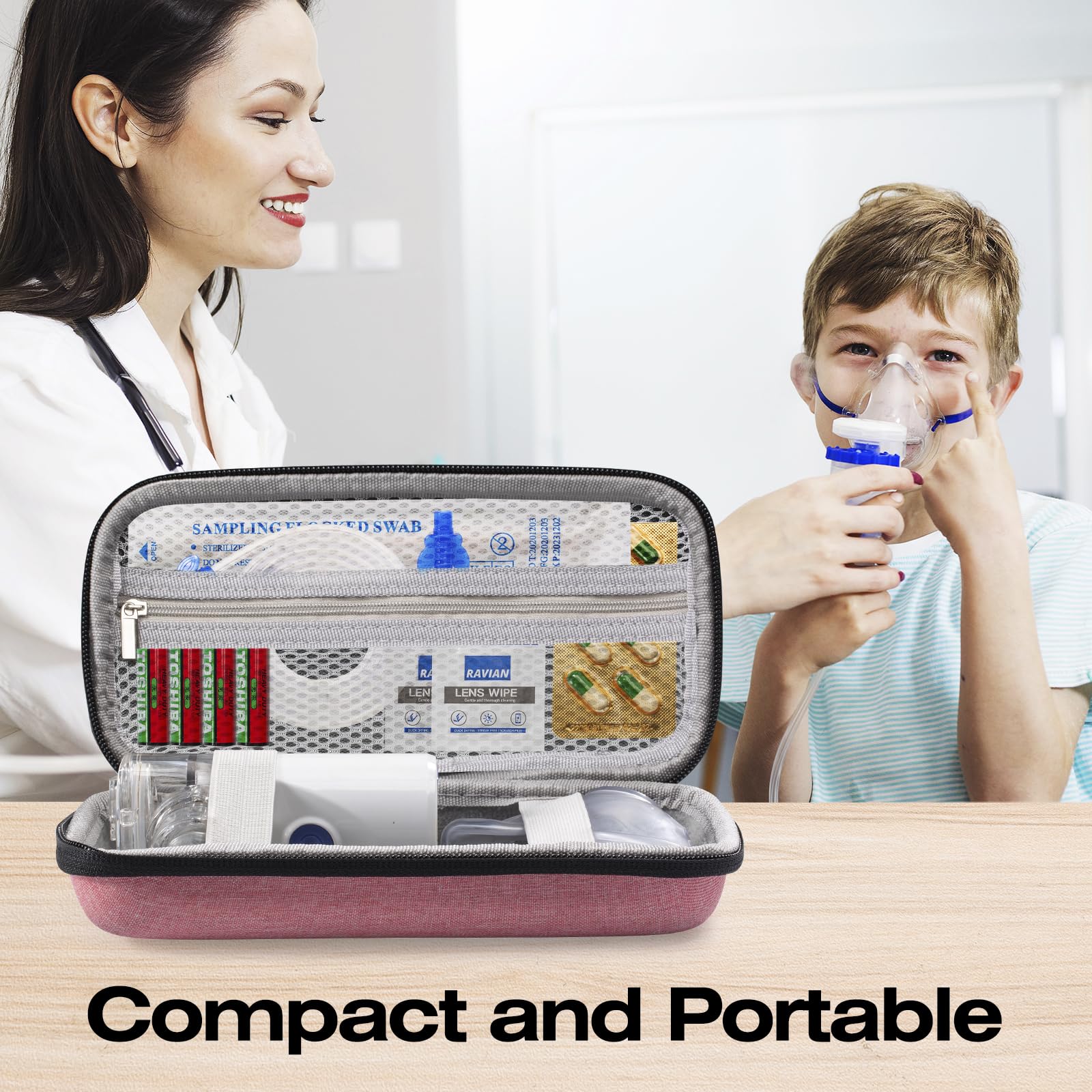 Sijidou medical supplies organizer showing open compartment with mesh pockets.