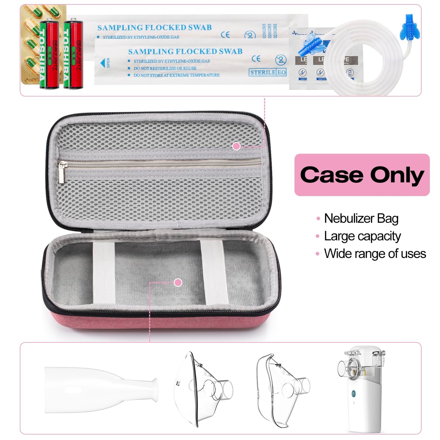 Compact mesh atomizer machine storage bag for kids and adults.