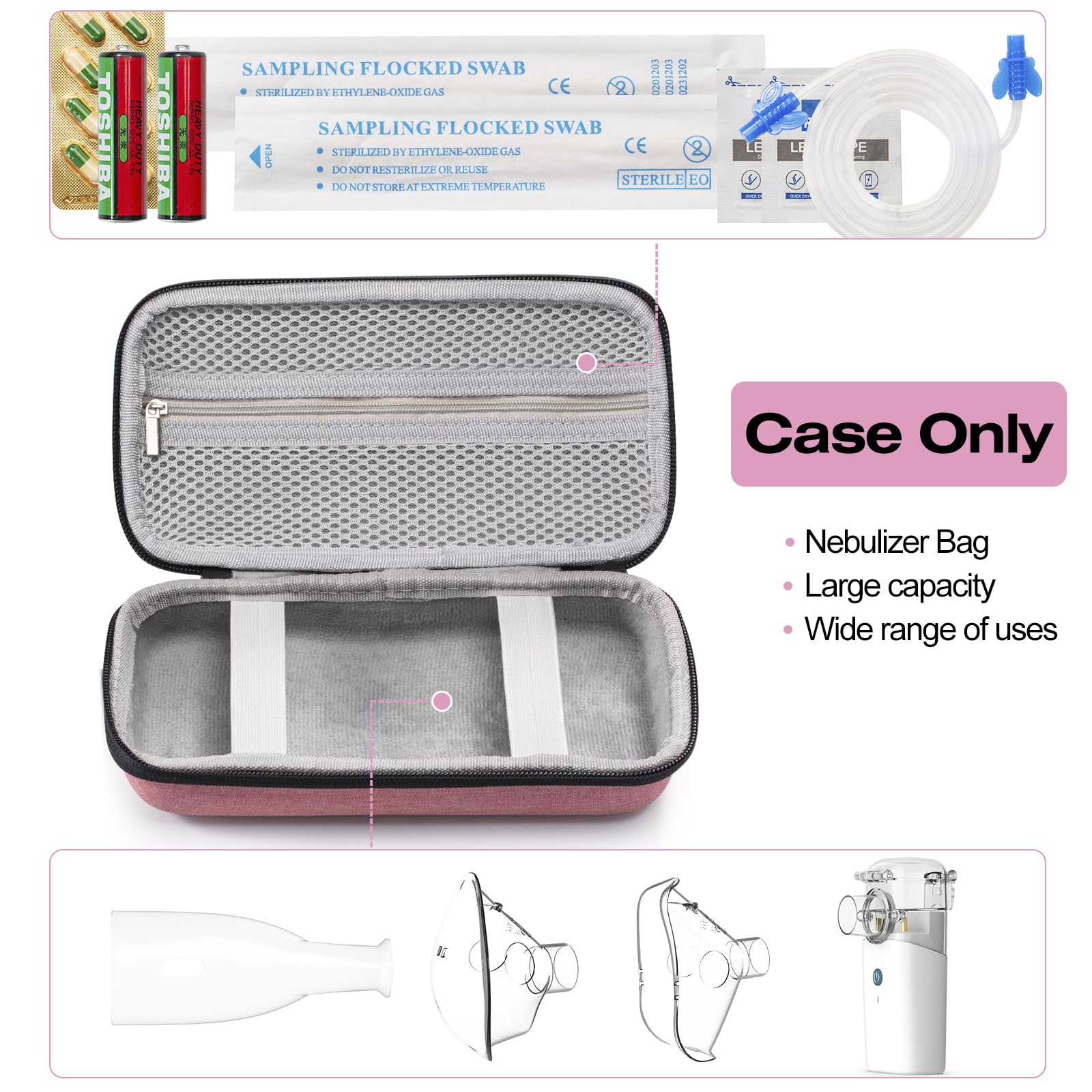 Compact mesh atomizer machine storage bag for kids and adults.