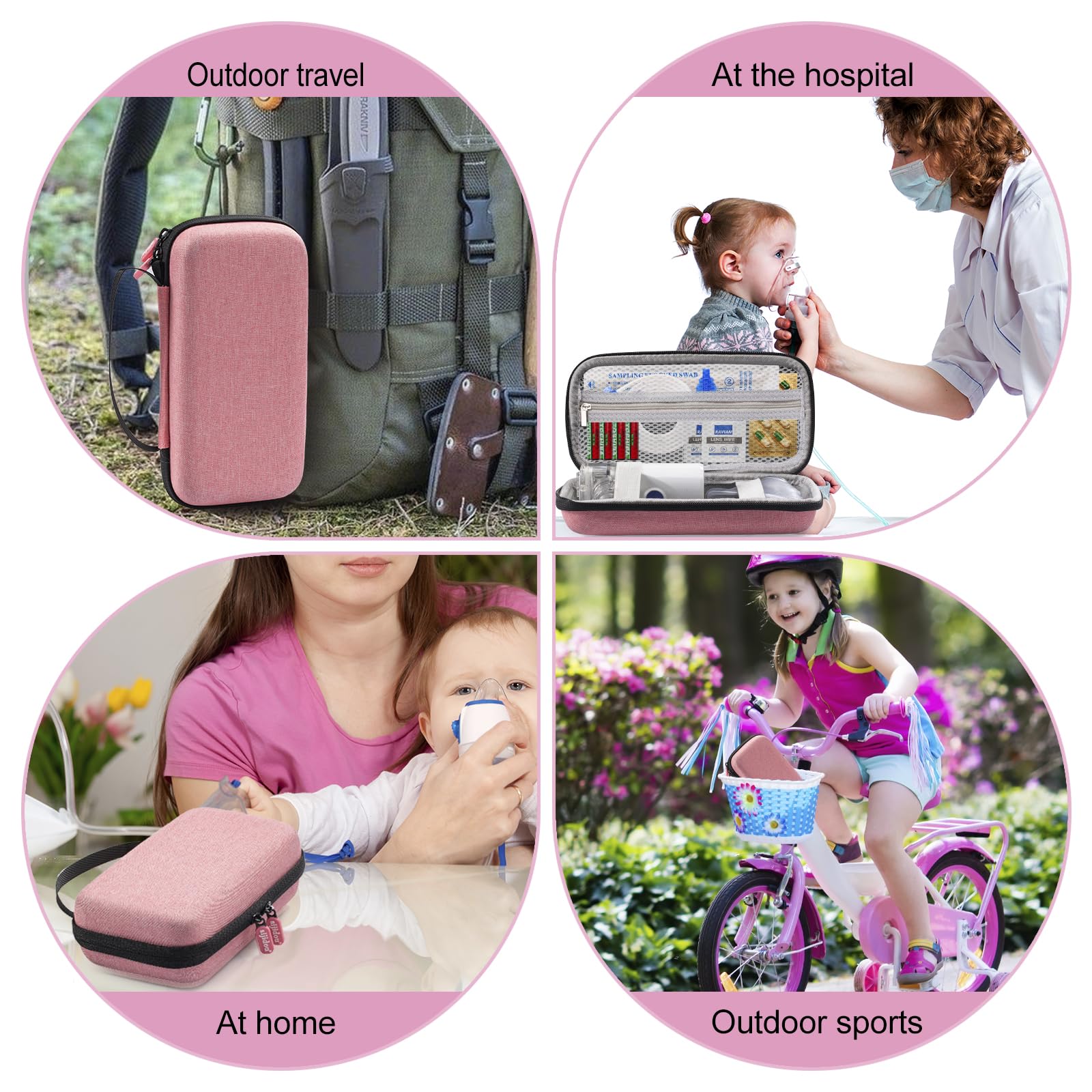 Grey shockproof travel case for respiratory therapy devices.