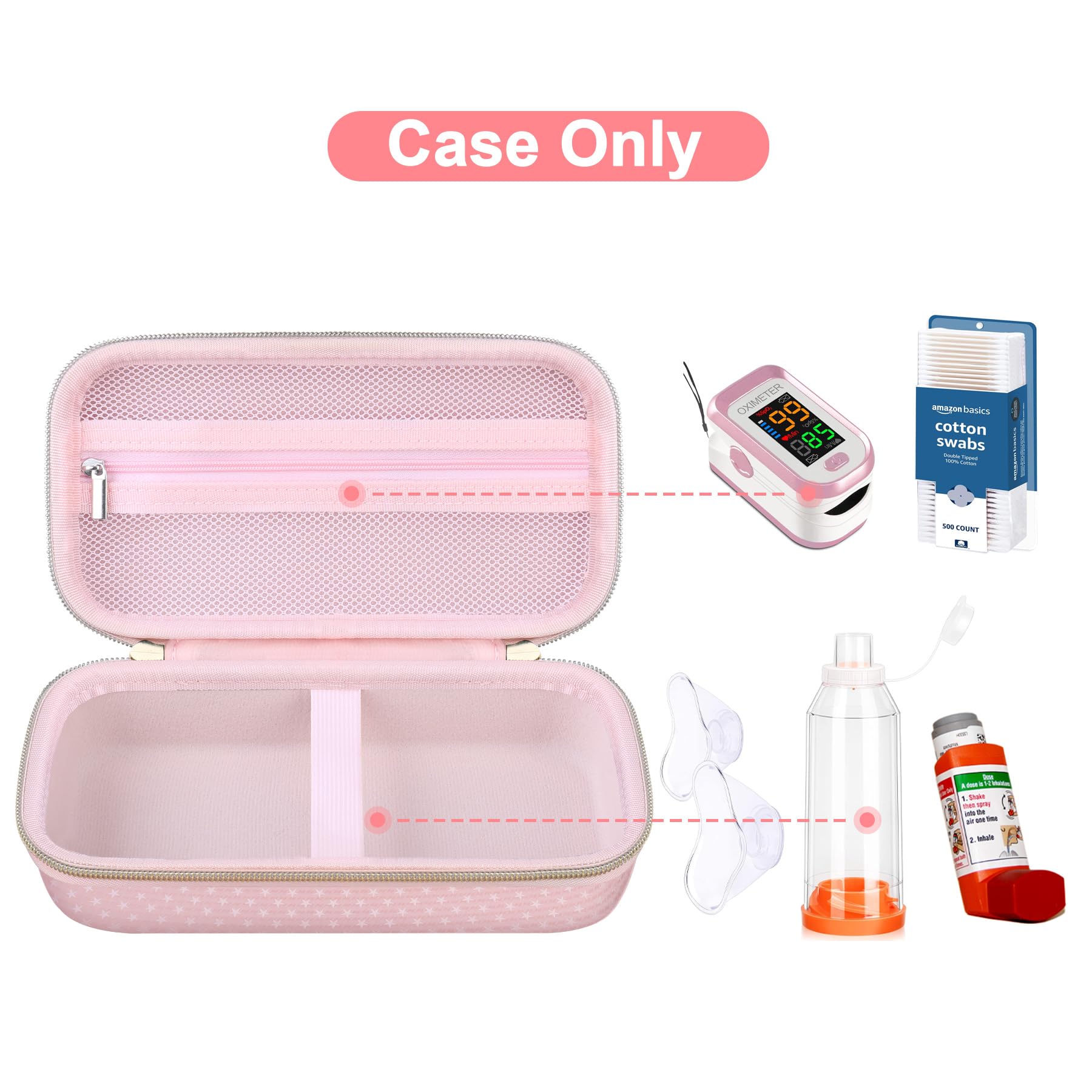 Canboc medical travel pouch opened flat showcasing the internal elastic band and spacer compartment