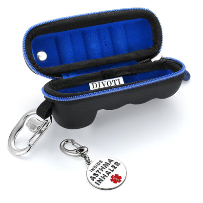 Divoti portable keychain container attached to a backpack strap securely