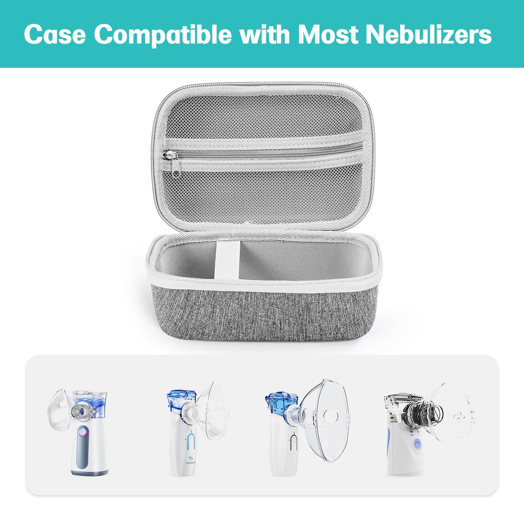 ProCase handheld nebulizador machine holder packed with asthma medicine kits and chamber inhaler spacer.