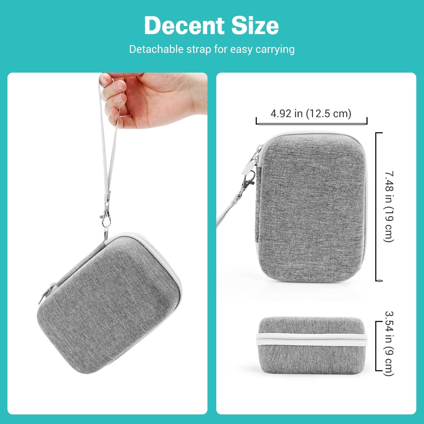 ProCase compact medical storage pouch being held by the detachable hand strap for travel.
