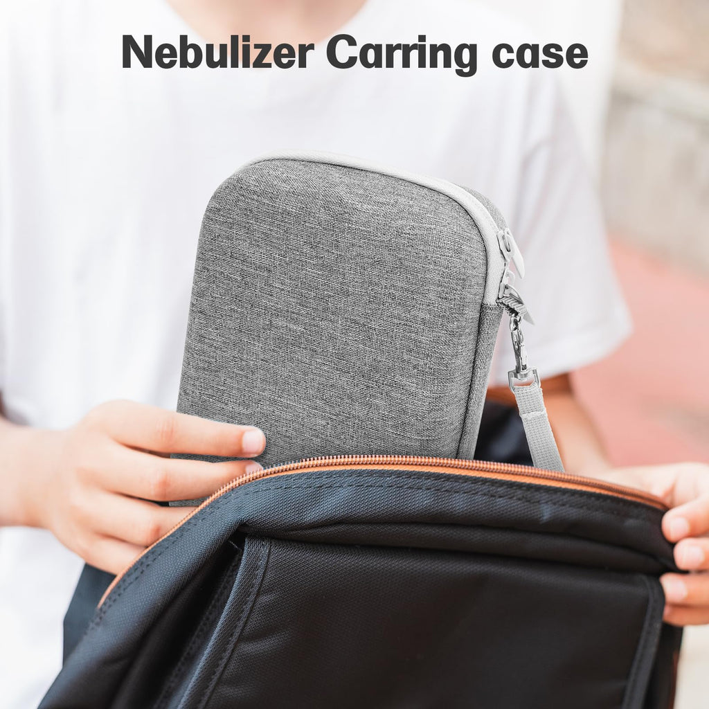 ProCase grey nebulizer travel case showing close up detail of the smooth durable closure zipper.