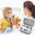 ProCase premium asthma inhaler organizer bag placed next to travel luggage showcasing its compact portable size.