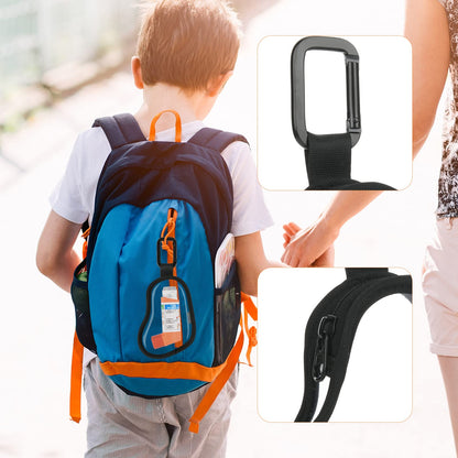 Beautyflier portable asthma medicine bag being clipped onto a backpack loop