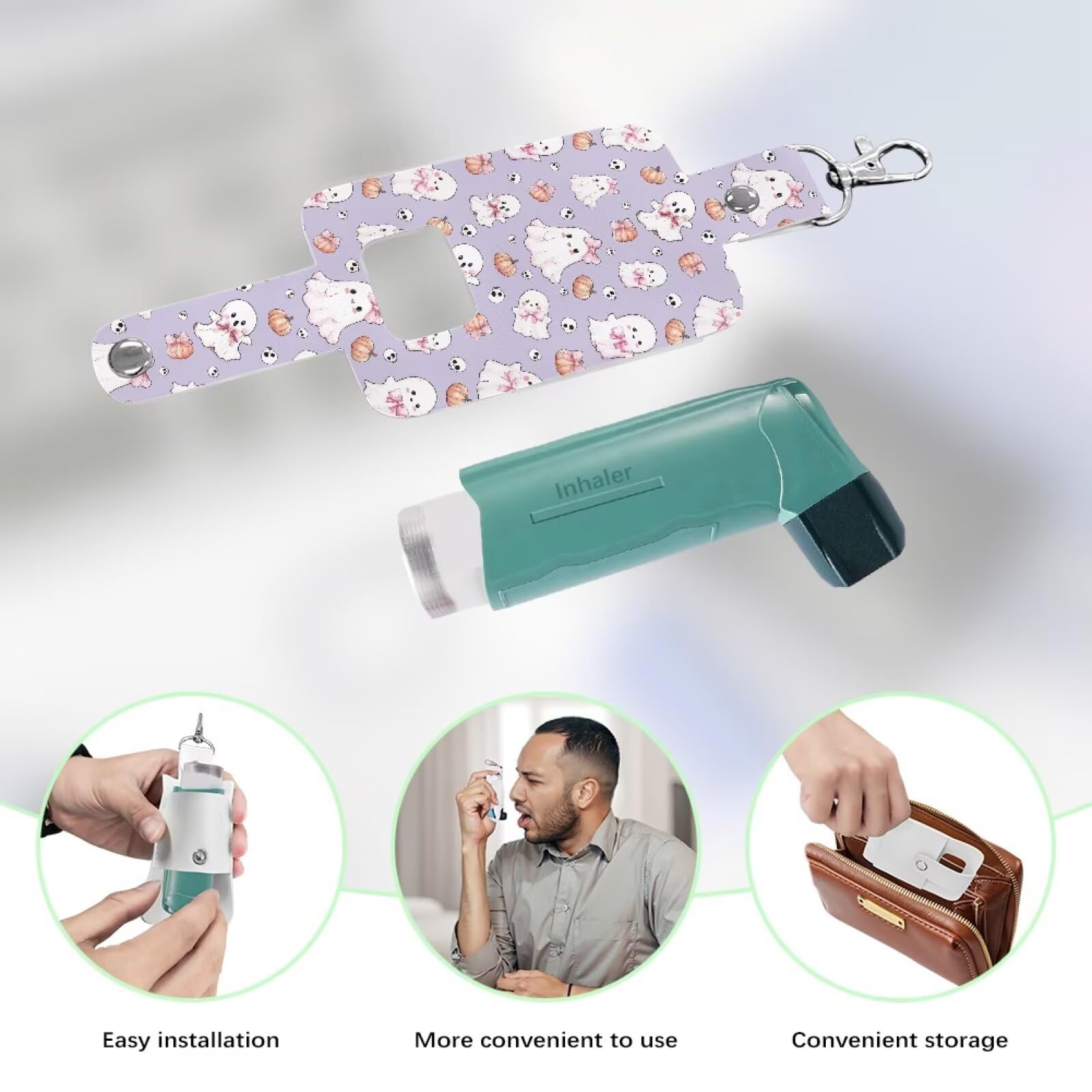 Rnyleeg kids portable inhaler accessory laid flat showing exact product dimensions for size comparison.
