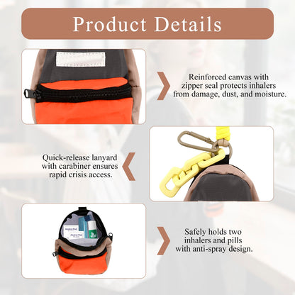 Handy inhaler holder keychain with long neck lanyard for travel