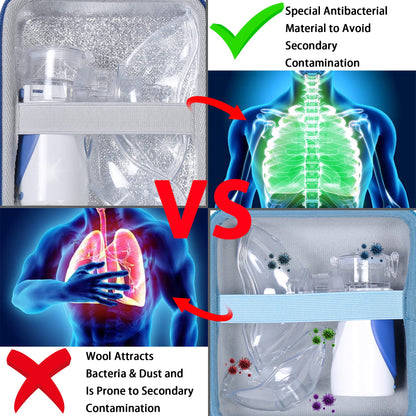 Aenllosi asthma inhaler storage case being placed inside a travel backpack for commute