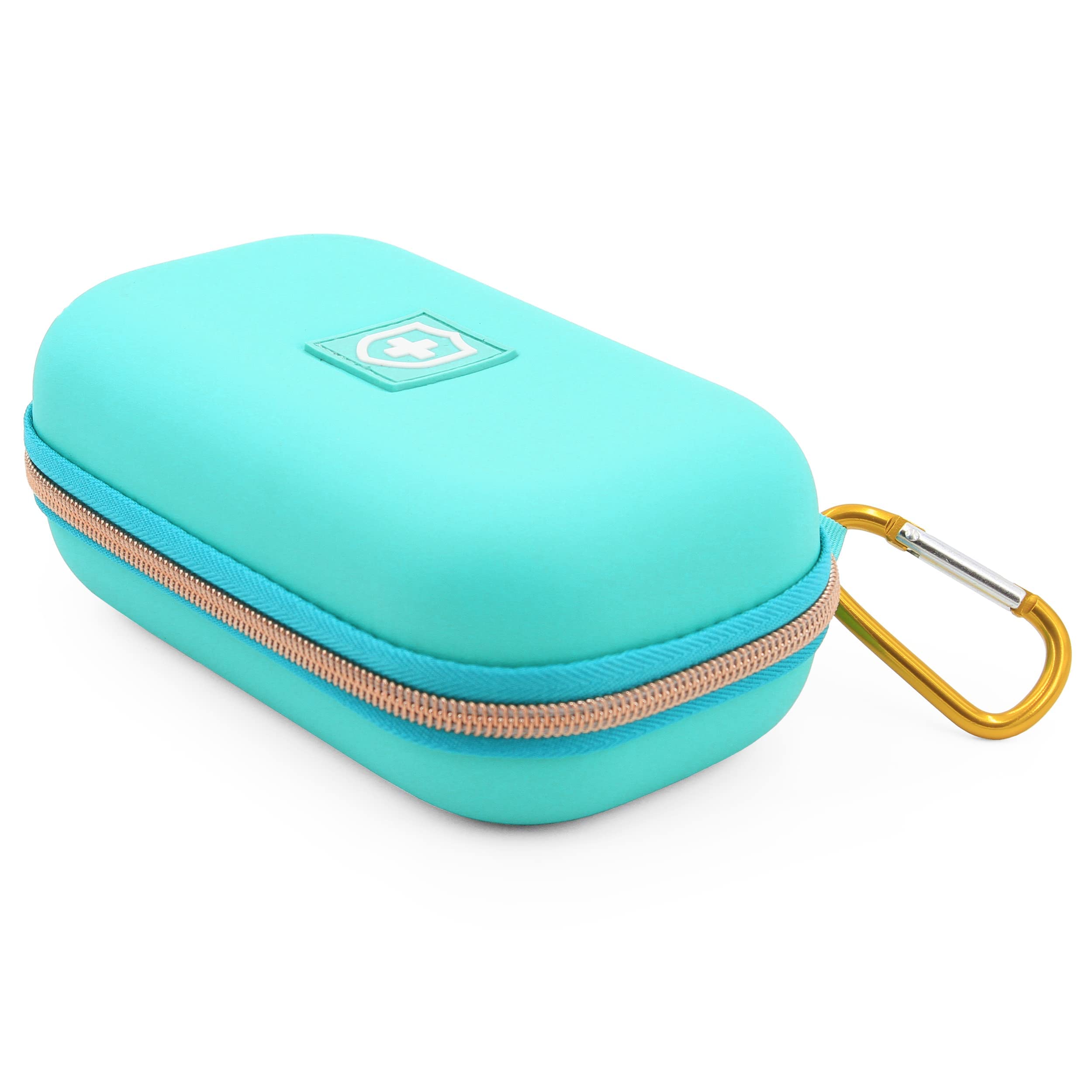 CASEMATIX turquoise medical organizer open view displaying the insulated silver mylar interior lining