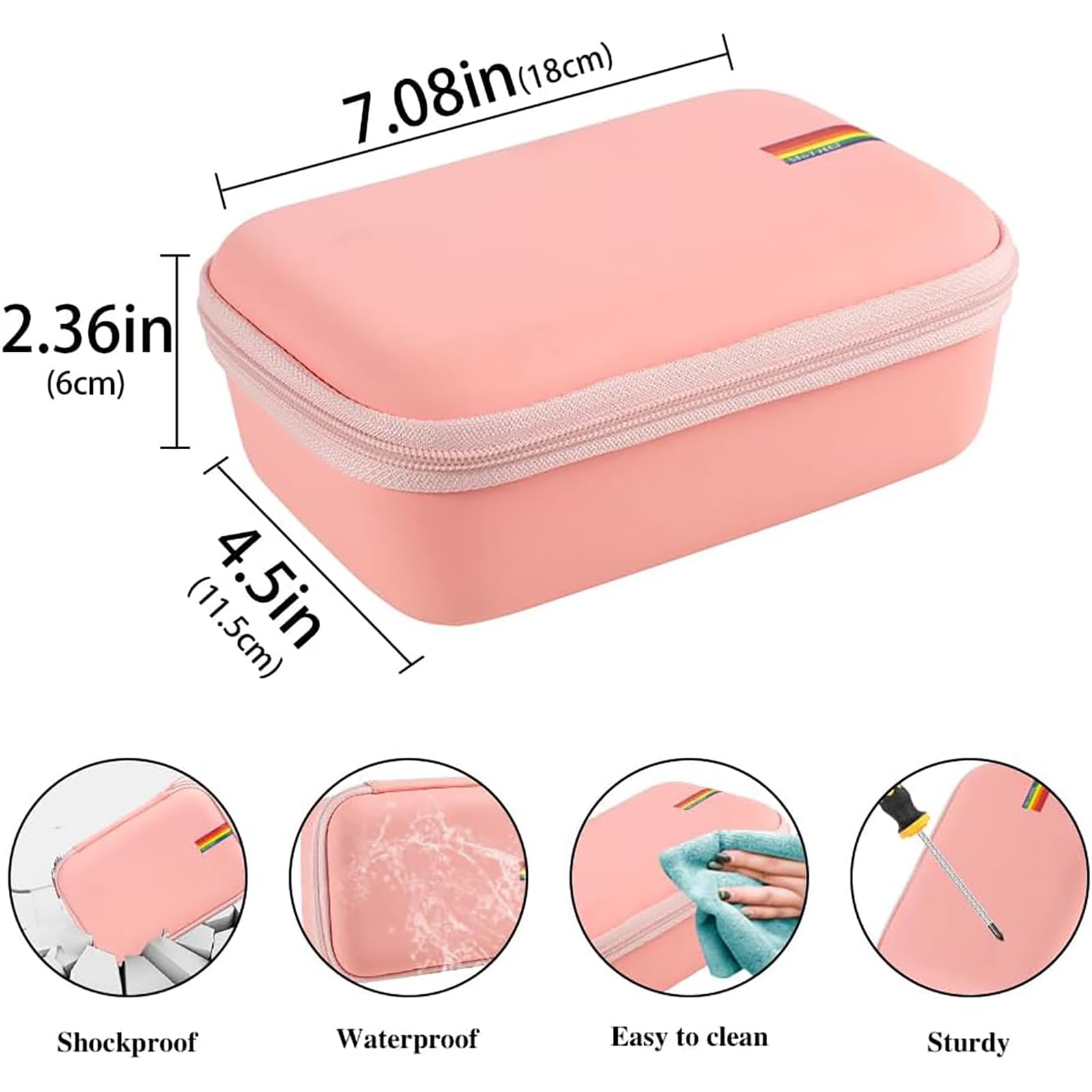 Leayjeen hard travel case open layout showing internal elastic straps for inhaler protection