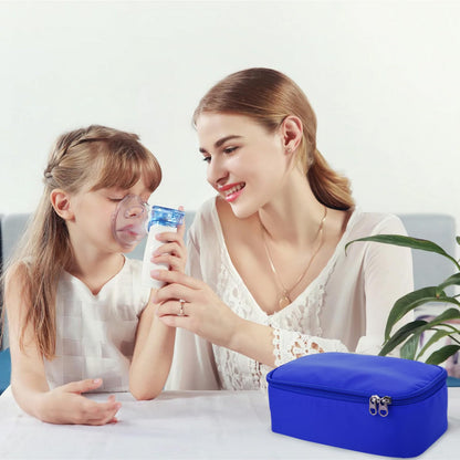 Beautyflier portable medical travel case being placed easily into a standard travel backpack.
