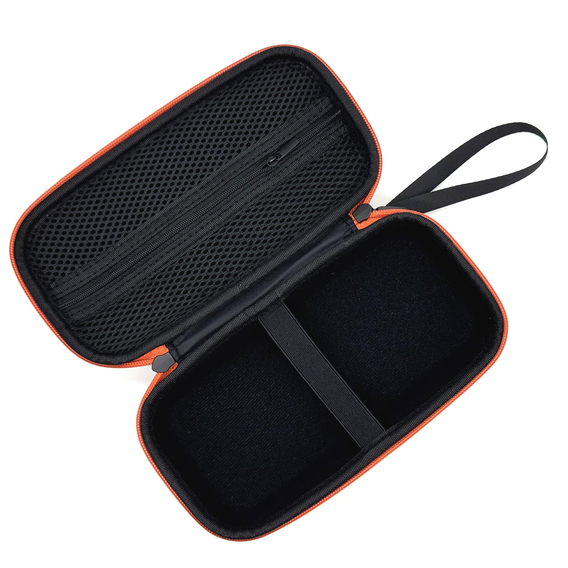 Close-up of the rugged EVA shell material on the Cecety inhaler spacer bag for impact protection.